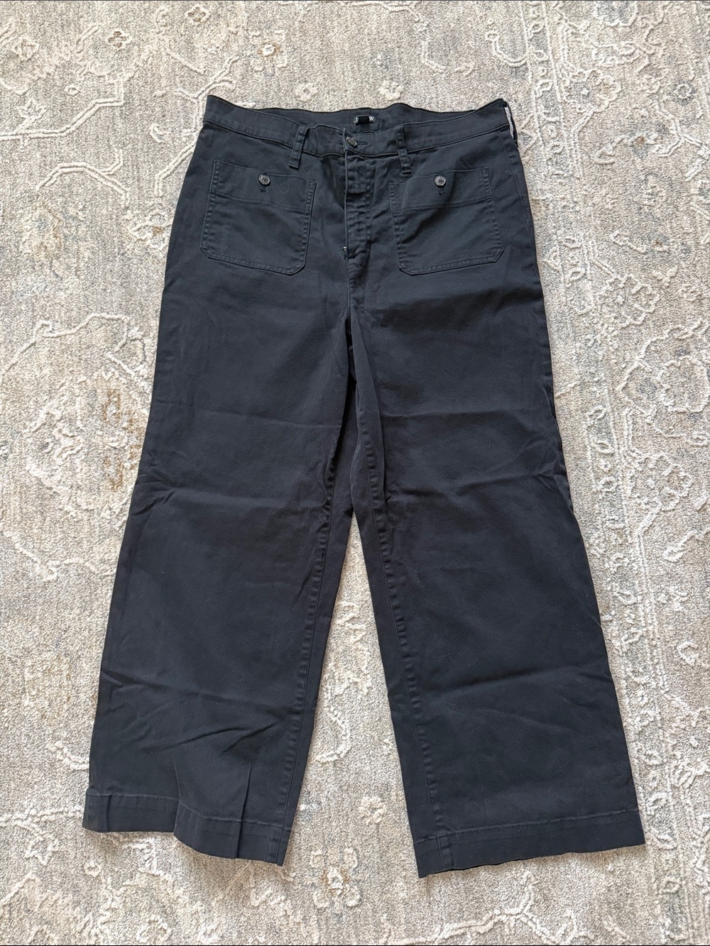 J. Crew Black Cropped Wide-Leg Pants